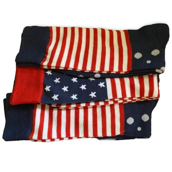 American Flag NIP 3 Pairs Crew Dress Novelty Socks One Size - Picture 3 of 3